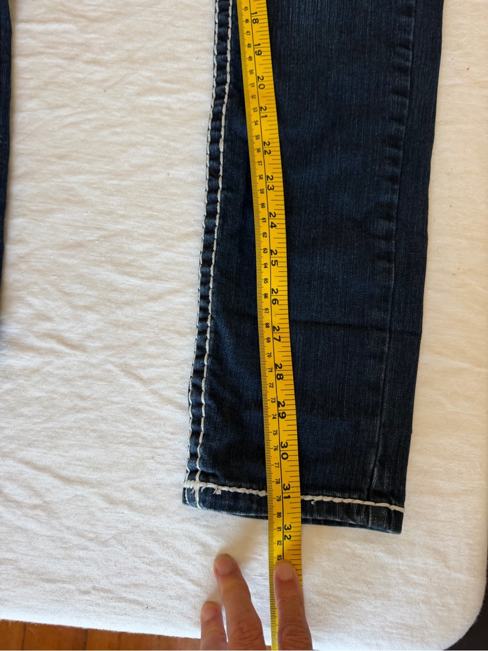 Women’s La Idol USA Dark Wash Rhinestone Embroidered Denim Jeans Size 11 33x31 - Picture 13 of 13